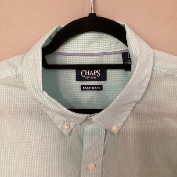 Chaps Easy Care Button Down Light Blue Checkered Shirt in Size XXL. Preloved. - Picture 3 of 7